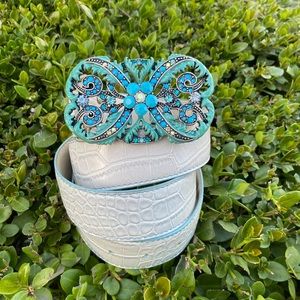 Belt with turquoise buckle